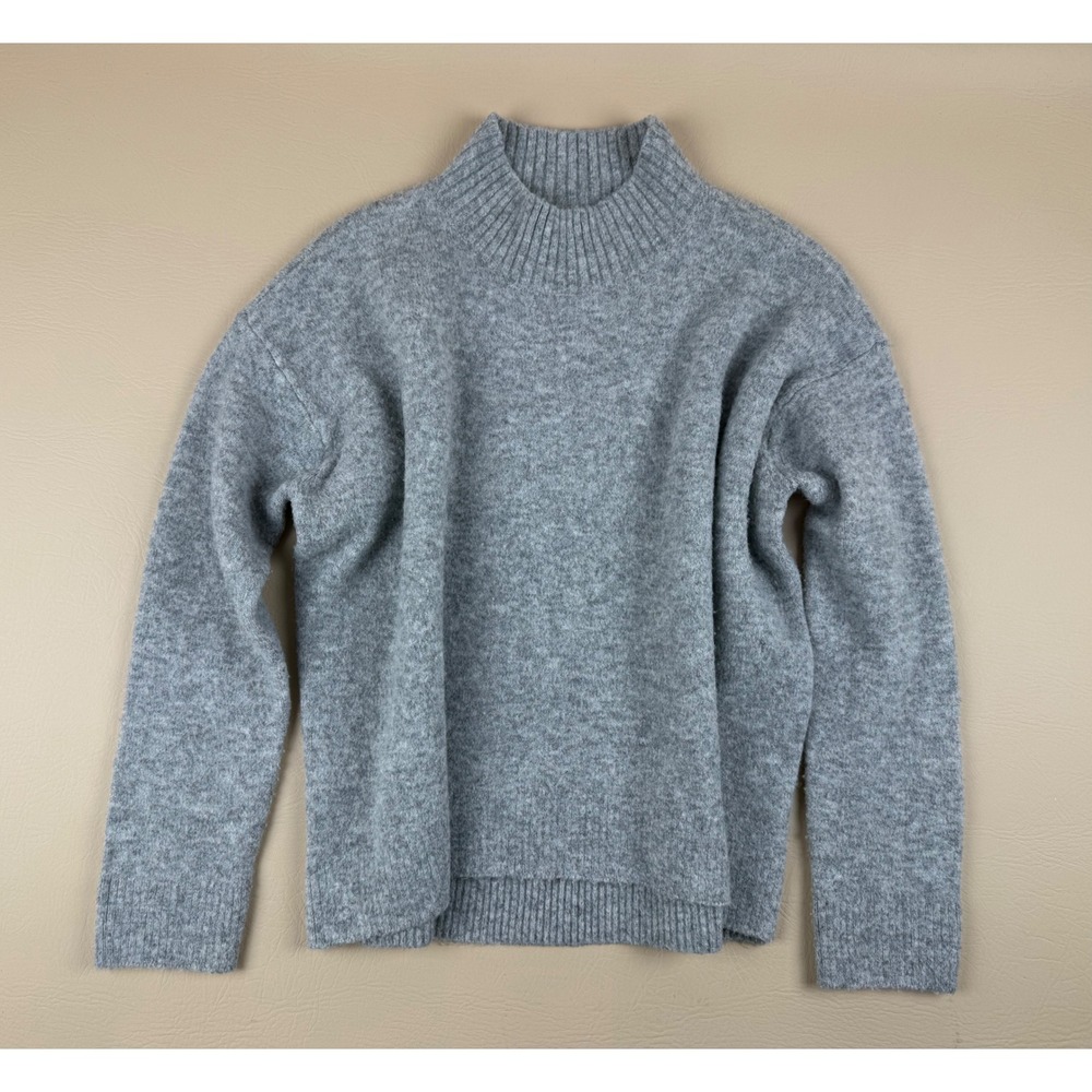 Minimalist Mock Neck Sweater Oversized Knit‎ Grey Size S Uniqlo